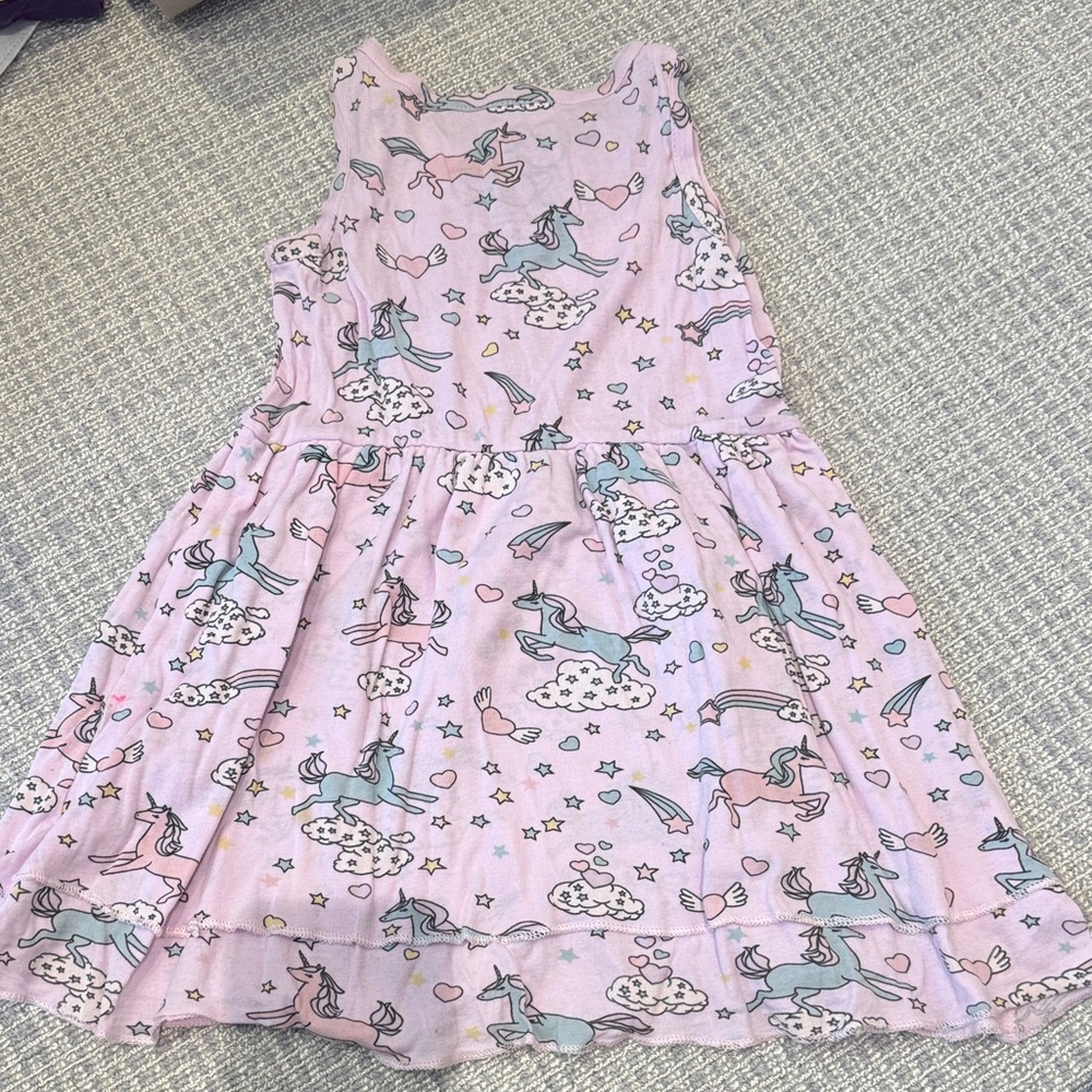 Chaser Pastel Pink/Purple Unicorn Dress with tiered hem